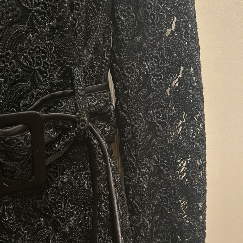 bebe Black Long Sleeve lace and satin blazer with detachable belt. Gorgeous! - Picture 5 of 11